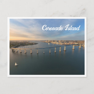 Coronado Bridge San Diego Sunset Boat Photo Postcard