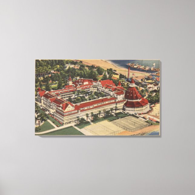 Coronado, CA - Bird's Eye of Hotel del Coronado Canvas Print (Front)