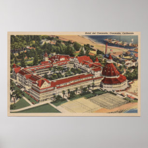 Coronado, CA - Bird's Eye of Hotel del Coronado Poster