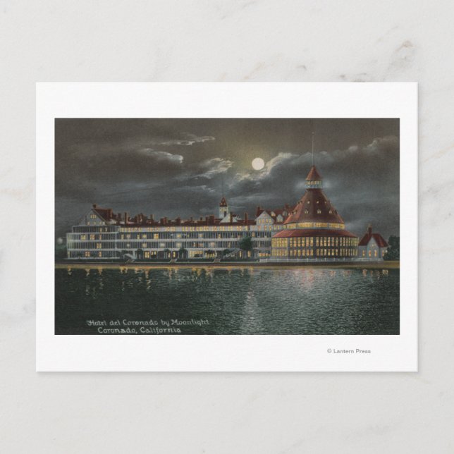 Coronado, CA - Moonlit View of Hotel del Coronad Postcard (Front)