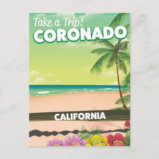 Coronado California beach travel poster Postcard