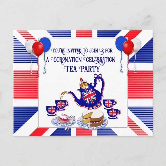  Coronation Celebration Tea Party Invitation Postc Postcard (Front)