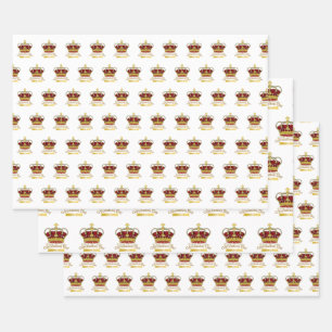 Coronation Day Crown Wrapping Paper Sheet