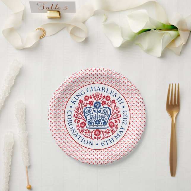 Coronation Emblem of King Charles III Paper Plate (Wedding)