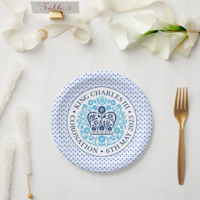 Coronation Emblem of King Charles III Paper Plate (Wedding)