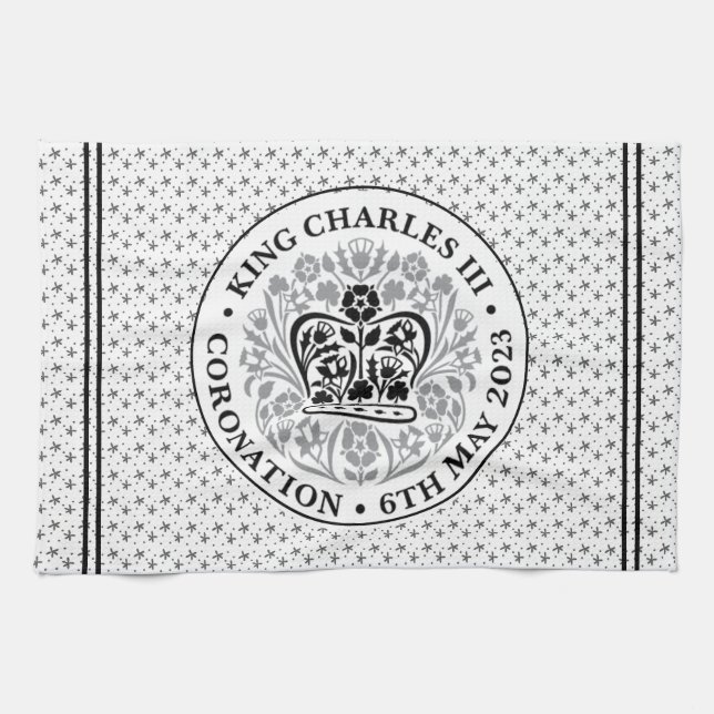 Coronation Emblem of King Charles III Tea Towel (Horizontal)