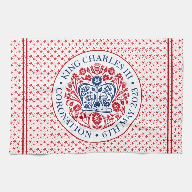 Coronation Emblem of King Charles III Tea Towel (Horizontal)