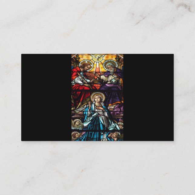 Coronation of Blessed Virgin Mary Stained Glass Business Card (Back)