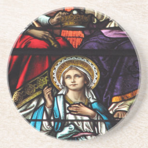 Coronation of Blessed Virgin Mary Stained Glass Coaster