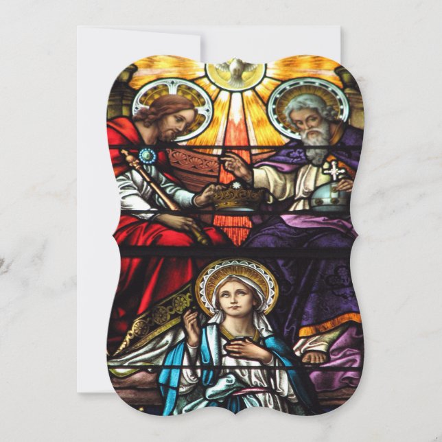 Coronation of Blessed Virgin Mary Stained Glass Invitation (Front)