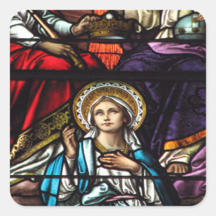 Coronation of Blessed Virgin Mary Stained Glass Square Sticker