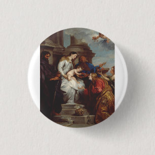 Coronation of Saint Rosalia by Anthony van Dyck 3 Cm Round Badge