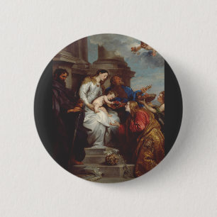 Coronation of Saint Rosalia by Anthony van Dyck 6 Cm Round Badge