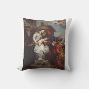 Coronation of Saint Rosalia by Anthony van Dyck Cushion
