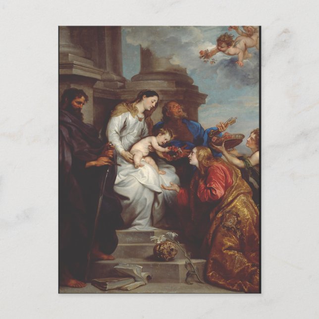 Coronation of Saint Rosalia by Anthony van Dyck Holiday Postcard (Front)