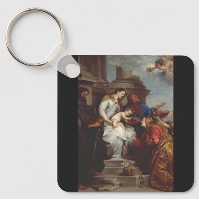 Coronation of Saint Rosalia by Anthony van Dyck Key Ring (Front)