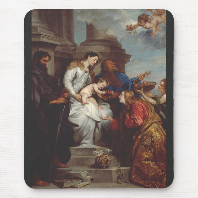 Coronation of Saint Rosalia by Anthony van Dyck Mouse Mat (Front)