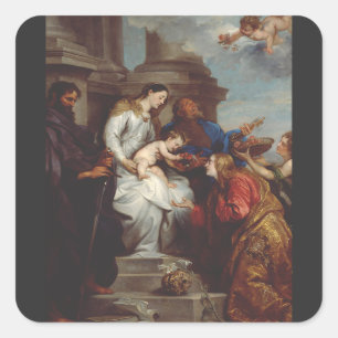 Coronation of Saint Rosalia by Anthony van Dyck Square Sticker