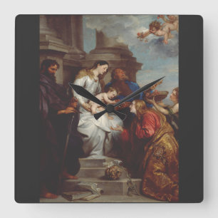 Coronation of Saint Rosalia by Anthony van Dyck Square Wall Clock