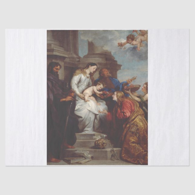 Coronation of Saint Rosalia by Anthony van Dyck Tissue Paper (Front)