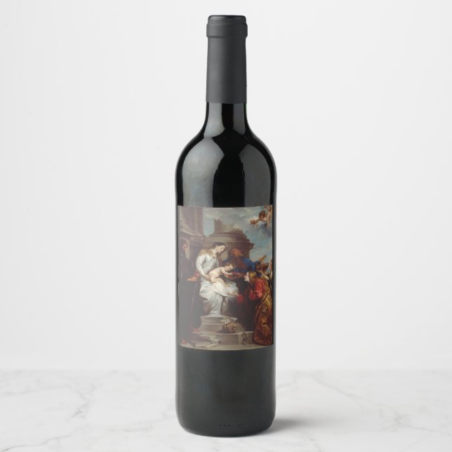 Coronation of Saint Rosalia by Anthony van Dyck Wine Label (Front)