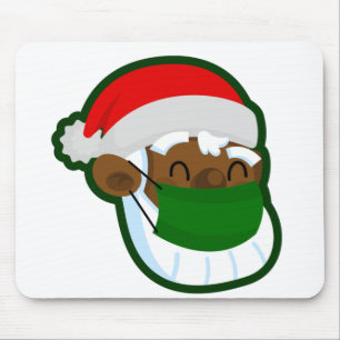 coronavirus christmas face mask black santa mouse mat