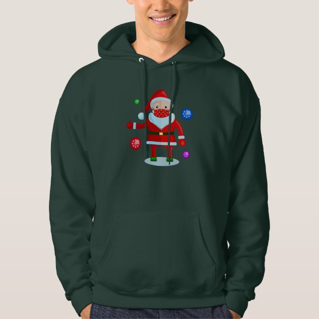 coronavirus christmas face mask santa snowflake hoodie (Front)