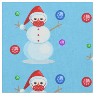 coronavirus christmas face mask snowman fabric