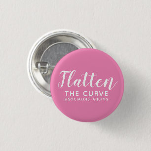 Coronavirus Covid 19 Flatten The Curve Pink 3 Cm Round Badge