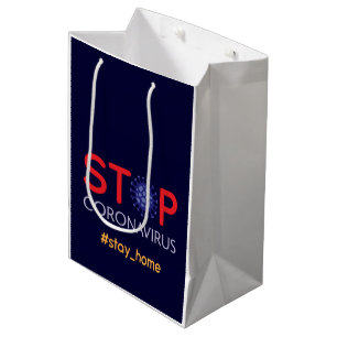 Coronavirus disease spreading prevention stay home medium gift bag
