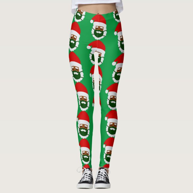 coronavirus face mask black santa christmas leggings (Front)