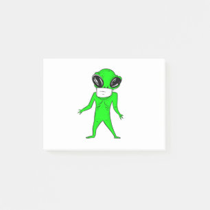 coronavirus halloween face mask alien post-it notes