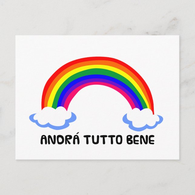 coronavirus hope rainbow virus andra tutto bene co postcard (Front)
