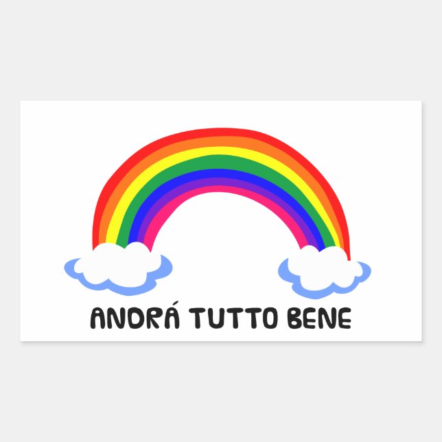 coronavirus hope rainbow virus andra tutto bene co rectangular sticker (Front)