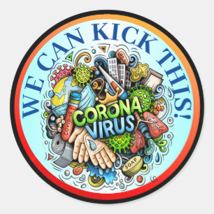 Coronavirus Kick It Classic Round Sticker