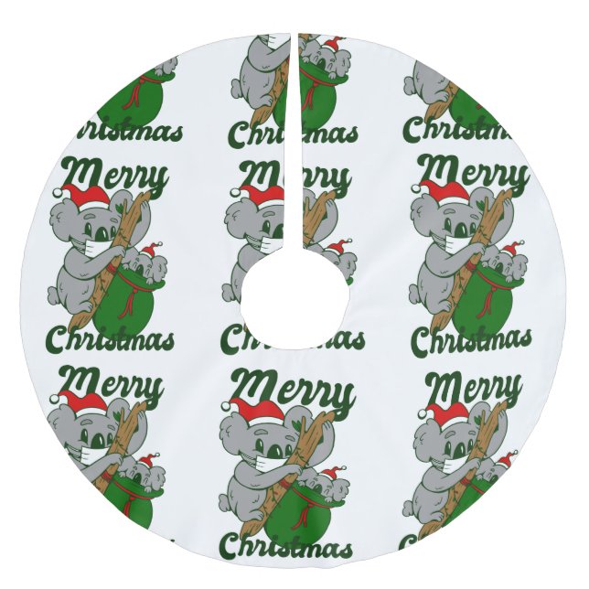 coronavirus koala christmas face mask brushed polyester tree skirt (Front)