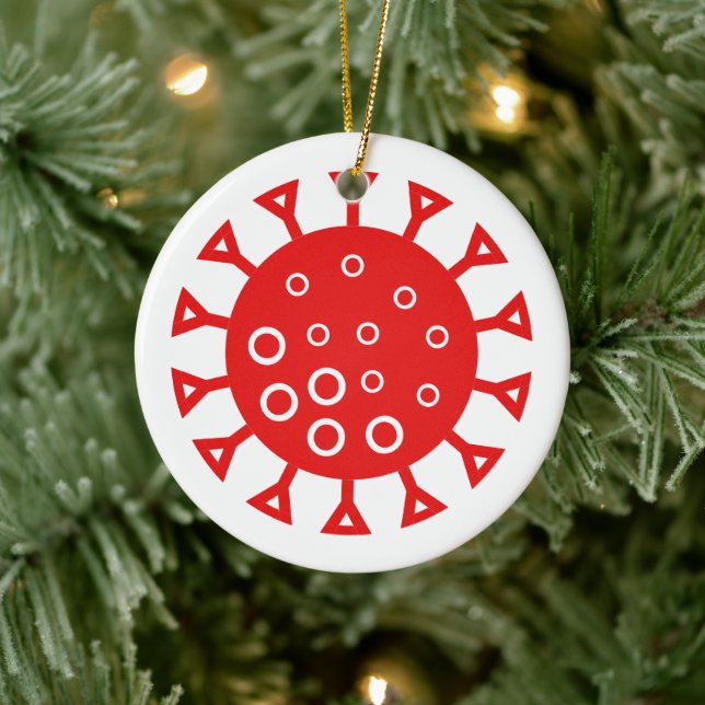 Coronavirus Red Funny Personalised Christmas Ceramic Tree Decoration (Tree)