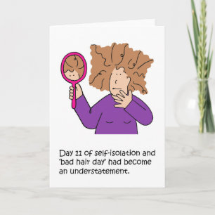 Coronavirus Self-isolation Bad Hair Day Cartoon Card