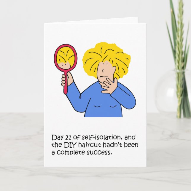 Coronavirus Self-isolation Haircut Cartoon Card (Front)