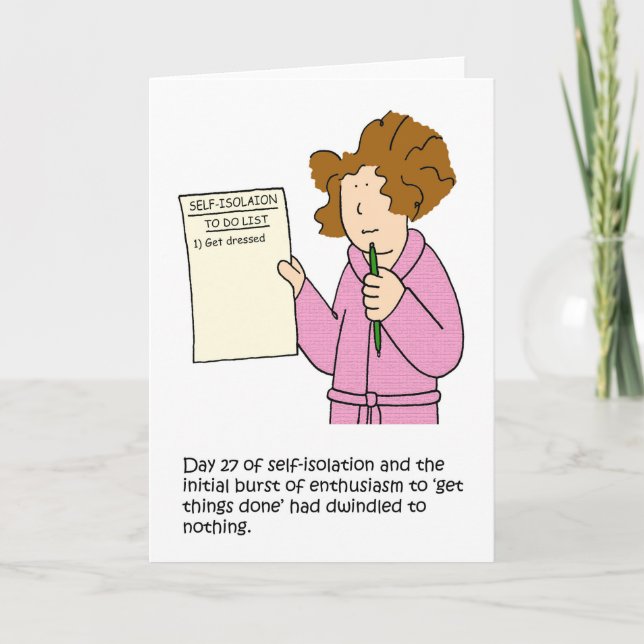 Coronavirus Self-isolation Keeping Busy Cartoon Card (Front)