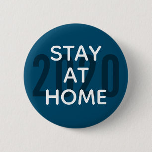 Coronavirus Stay Home 2020 Blue White 6 Cm Round Badge