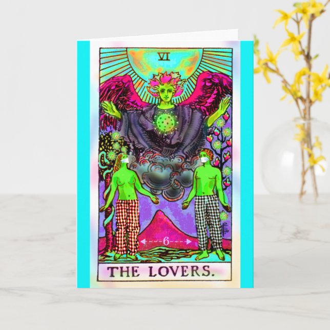 Coronavirus The Lovers Tarot BLANK Card (Yellow Flower)