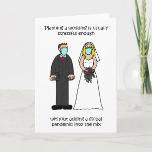 Coronavirus Wedding Stress Cartoon Bridal Couple Card