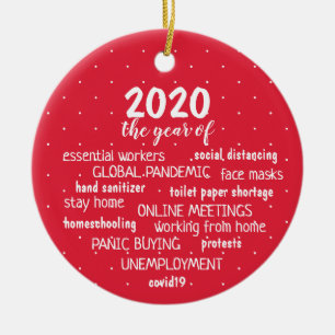 Coronavirus year ceramic tree decoration