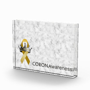 CORONAwareness Marbled Grey Customisable Lucite Photo Block
