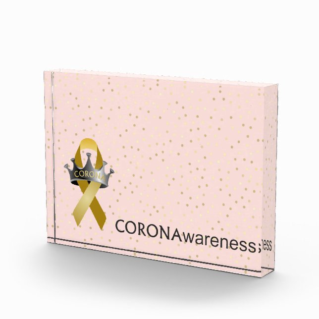 CORONAwareness Pink Confetti Customisable Lucite Photo Block (Right)