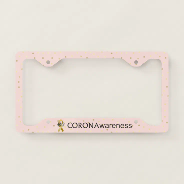 CORONAwareness Pink Confetti Licence Plate Frame Zazzle
