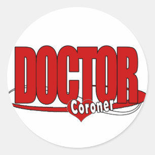 CORONER LOGO BIG RED DOCTOR CLASSIC ROUND STICKER