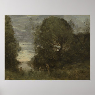 Corot - Bathers In A Wooded Creek Poster