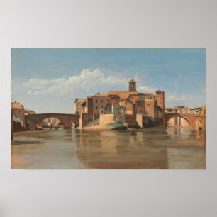 Corot - Island, Bridge Of San Bartolomeo Rome 1825 Poster